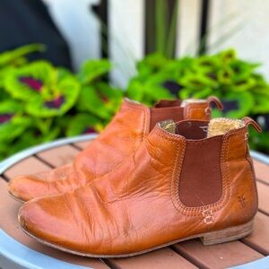 Frye booties in dark tan